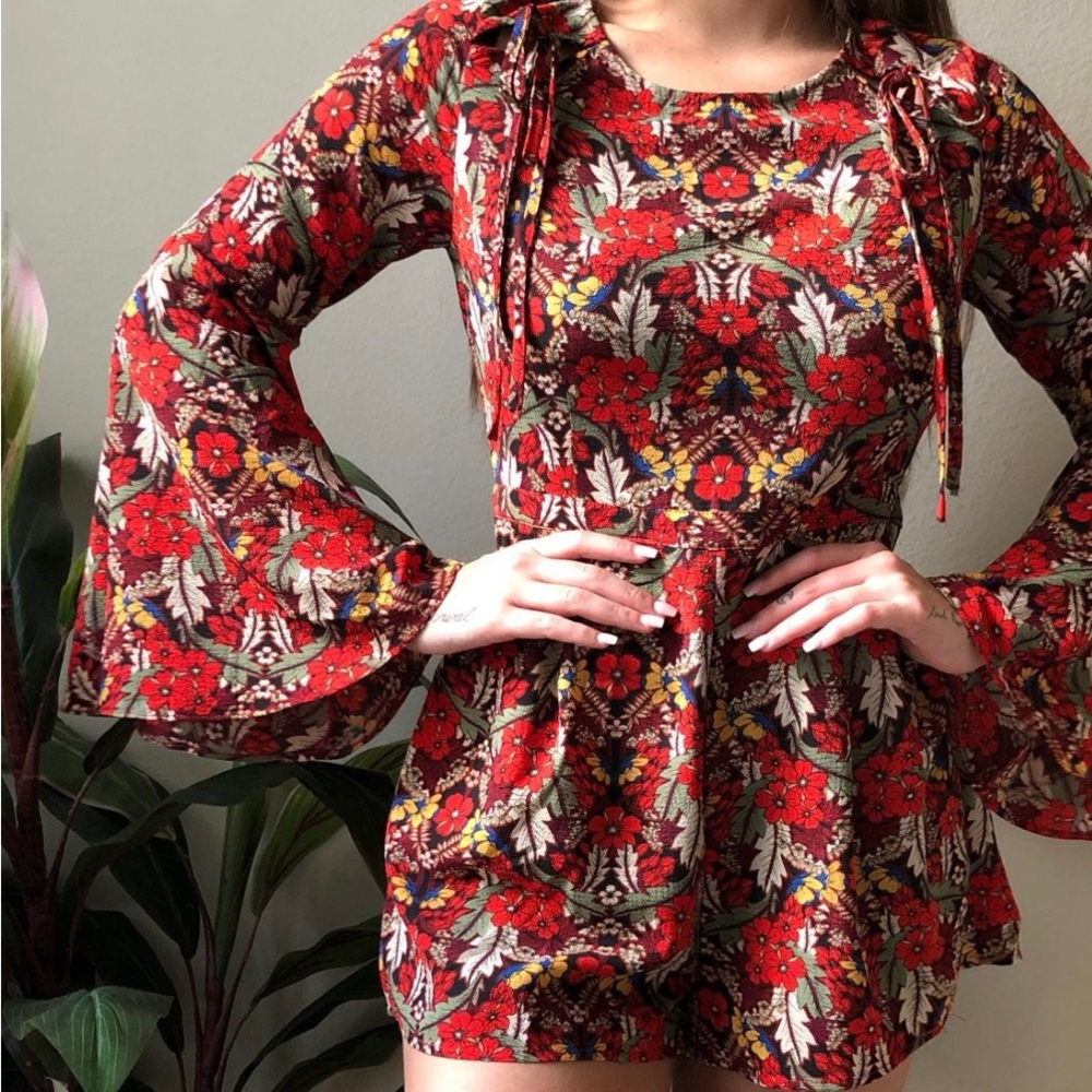 Psychedelic Bell Sleeve Jumpsuit/Romper